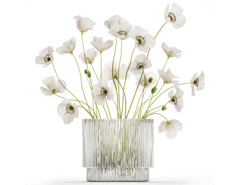 Seealistic Bouquets Flowers Hydrangea Poppy Branch 640 Modelo 3D
