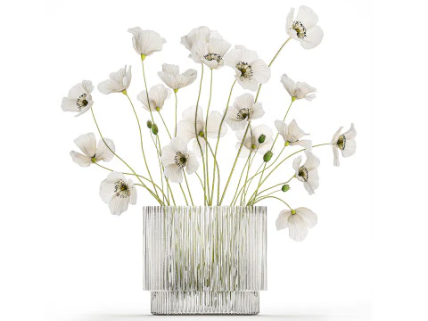 Seealistyczne bukiety kwiat&oacute;w Hortensja Gałąź maku 640 Model 3D