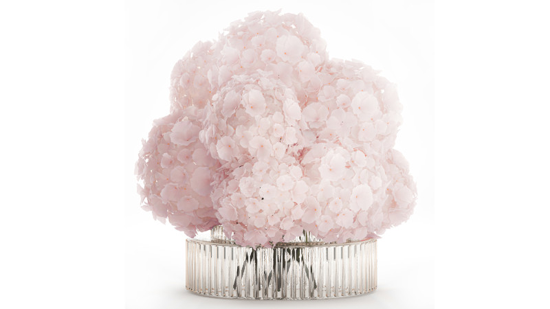 Realistic Bouquet Glass Vase Pink Hydrangea 645 3D Model .c4d .max .obj .3ds .fbx .stl .blend 