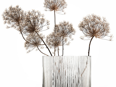 Realistic bouquets 5 hydrangea holly poppy branch glass vase 3D Модель