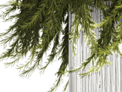 Realistic flower bouquet green juniper branches glass vase 655 3D Model