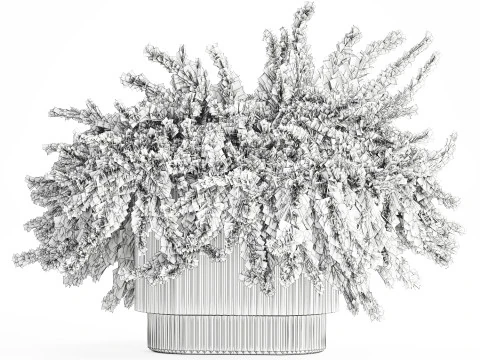 Realistic flower bouquet green juniper branches glass vase 655 3D Model