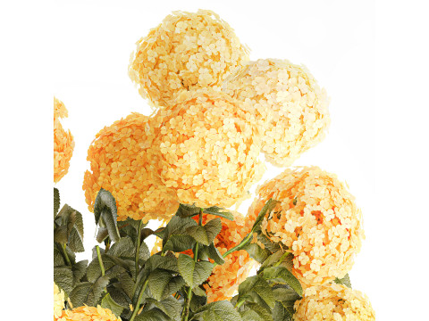 Realistischer Blumenstrauß moderne Glasvase gelbe Hortensie 656 3D Modell