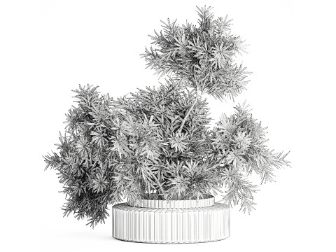 현실적인 꽃다발 장식 나뭇가지 잎 유리 꽃병 3D 모델