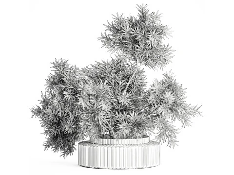 Realistic flower bouquet decorated branches leaves glass vase 3D Model