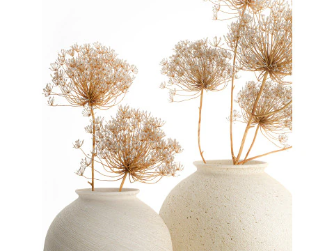 Bouquet realistico di fiori secchi vaso con rami di panace 659 Modello 3D