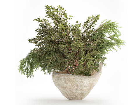 Realistic flower bouquet decor branches leaves vase 660 Modello 3D