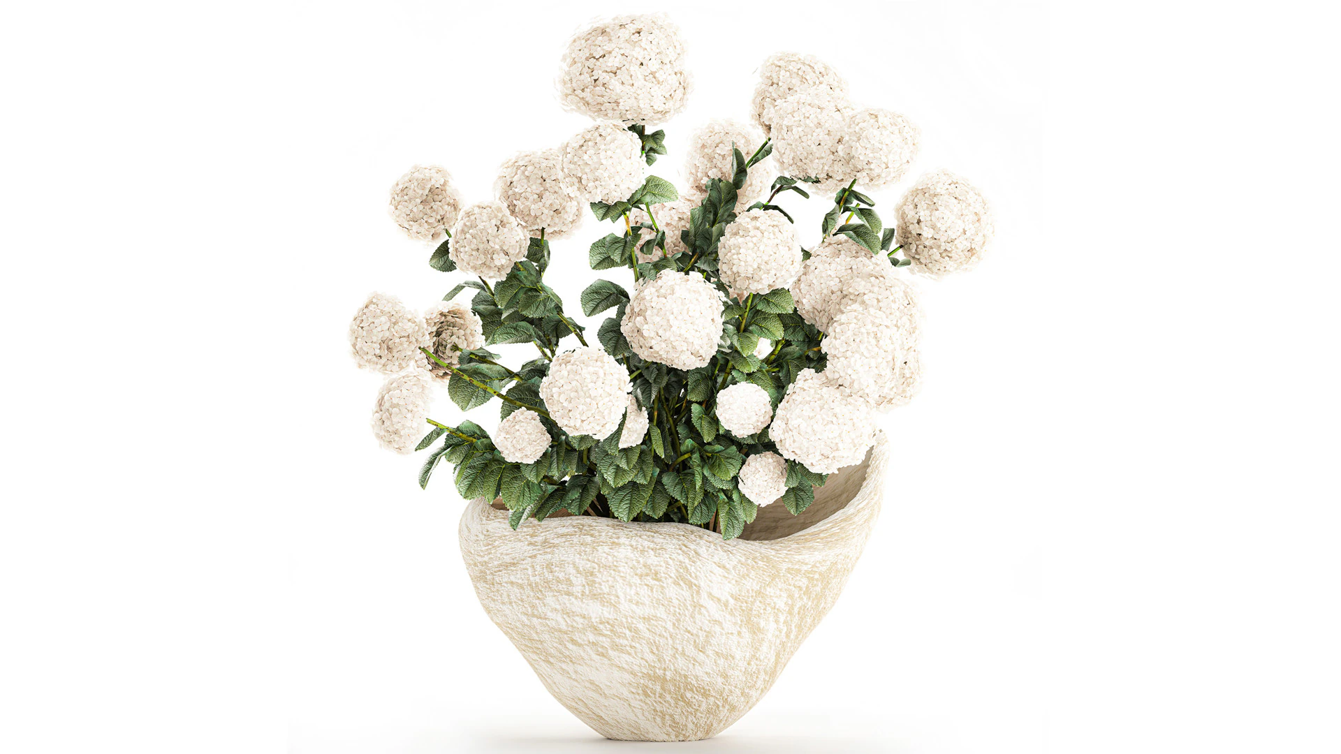 Bouquet branches stone vase white hydrangea decor 662 3D Model .c4d .max .obj .3ds .fbx .stl .blend