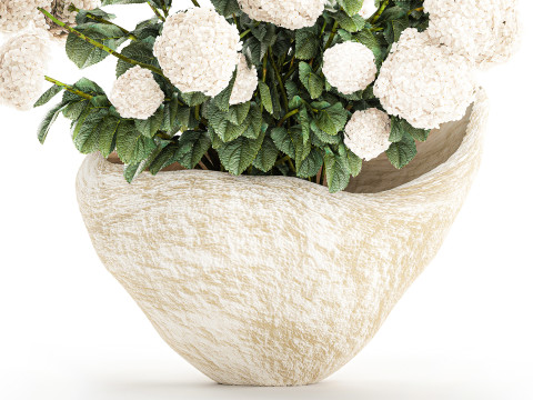 花束枝石花瓶白アジサイ装飾 662 3Dモデル