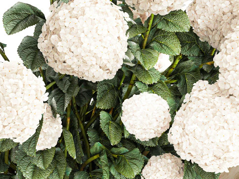 Bouquet branches stone vase white hydrangea decor 662 3D Model