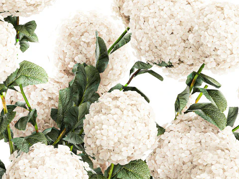 Bouquet branches stone vase white hydrangea decor 662 3D Model