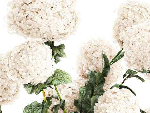 Bouquet branches stone vase white hydrangea decor 662 3D Model