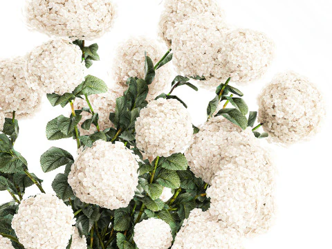 Bouquet branches stone vase white hydrangea decor 662 3D Model