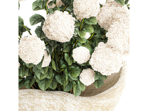 花束枝石花瓶白アジサイ装飾 662 3Dモデル