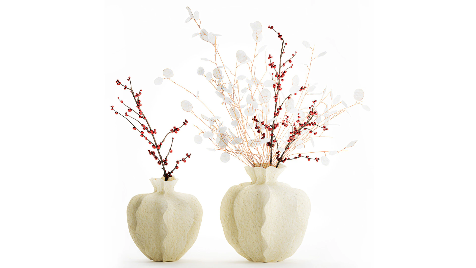 Bouquet dried flowers holly lunaria branches vase decor 666 3D Model .c4d .max .obj .3ds .fbx .stl .blend 