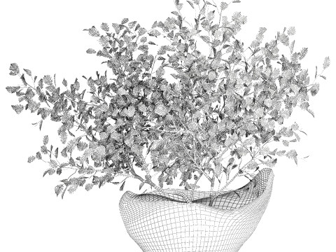 Realistic green floral bouquet branches leaves decor vase 667 3D Model