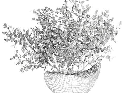 Realistic green floral bouquet branches leaves decor vase 667 3D Model