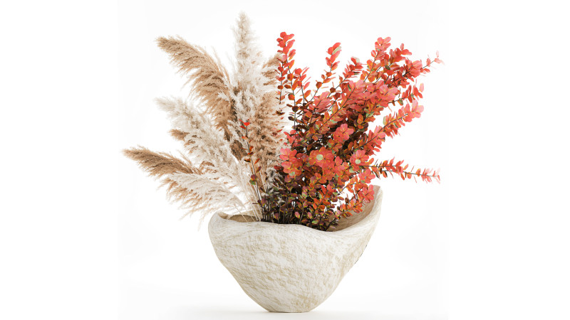 Bouquet autumn flowers branches pampas barberry vase decor 3D Model .c4d .max .obj .3ds .fbx .stl .blend