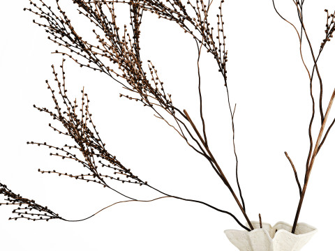 Décor réaliste de branches de bouquet de fleurs séchées dans un vase en céramique Modèle 3D