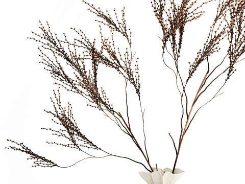 Décor réaliste de branches de bouquet de fleurs séchées dans un vase en céramique Modèle 3D