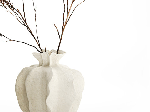 Décor réaliste de branches de bouquet de fleurs séchées dans un vase en céramique Modèle 3D