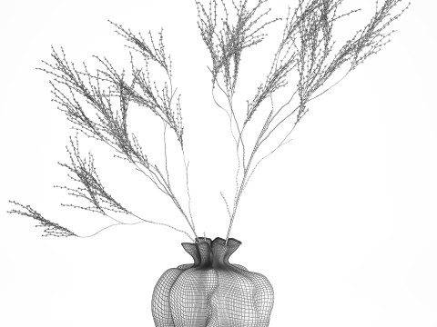 Décor réaliste de branches de bouquet de fleurs séchées dans un vase en céramique Modèle 3D