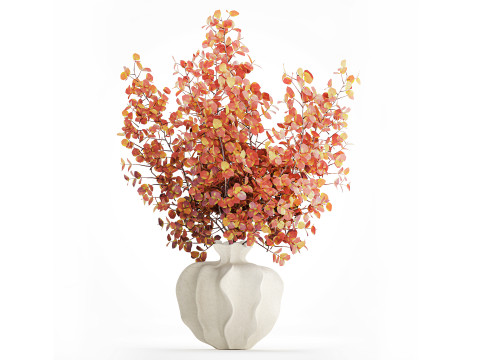 写实秋季花束干伏牛枝陶瓷花瓶 671 3D 模型