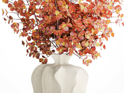 写实秋季花束干伏牛枝陶瓷花瓶 671 3D 模型