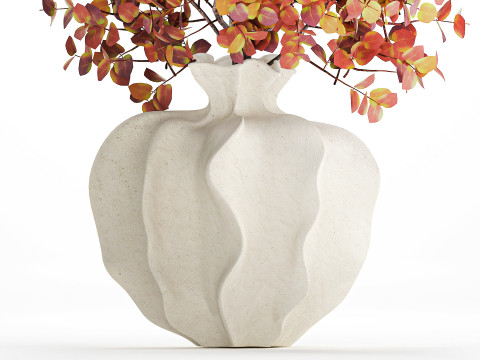 写实秋季花束干伏牛枝陶瓷花瓶 671 3D 模型