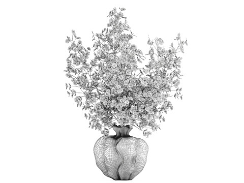 写实秋季花束干伏牛枝陶瓷花瓶 671 3D 模型