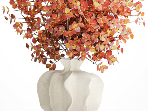 写实秋季花束干伏牛枝陶瓷花瓶 671 3D 模型