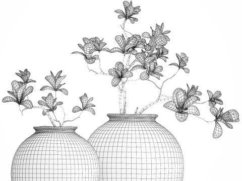 Realistic bouquet white flowers blooming Magnolia vase decor 672 3D Model