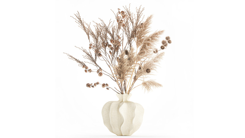 현실적인 가을 꽃다발 말린 팜파스 가지 꽃병 장식 3D 모델 .c4d .max .obj .3ds .fbx .stl .blend