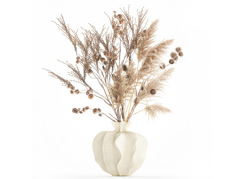 Realistischer Herbststrauß getrocknete Pampaszweige Vasendekor 3D Modell