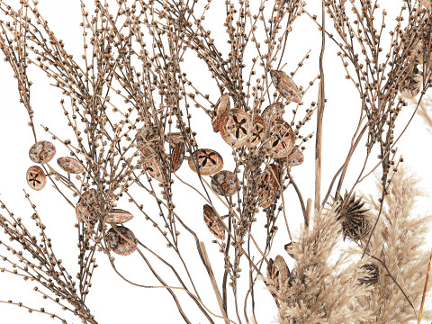 현실적인 가을 꽃다발 말린 팜파스 가지 꽃병 장식 3D 모델