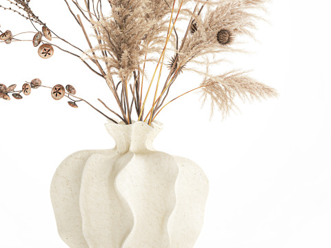 현실적인 가을 꽃다발 말린 팜파스 가지 꽃병 장식 3D 모델