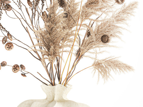 현실적인 가을 꽃다발 말린 팜파스 가지 꽃병 장식 3D 모델