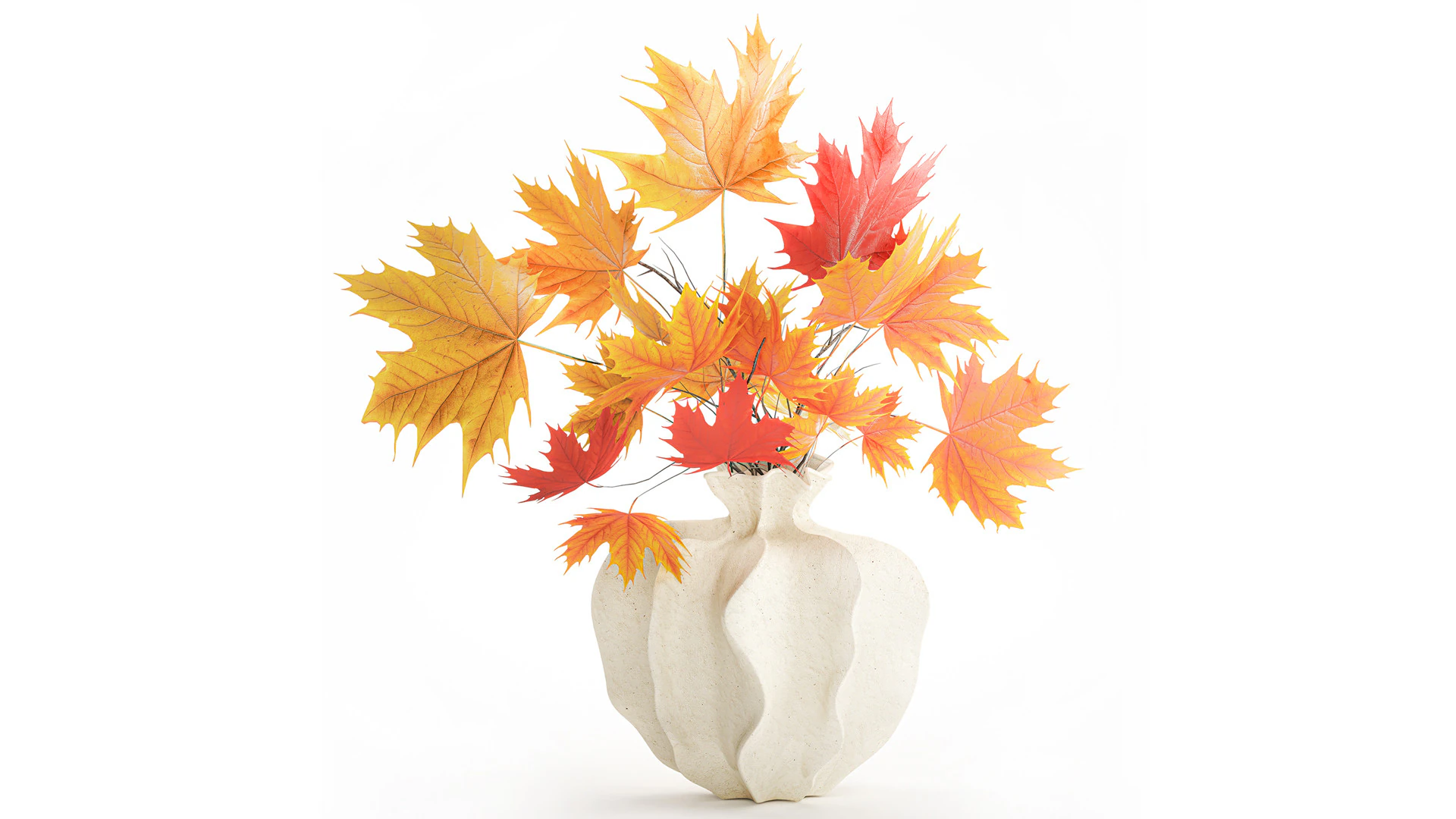 Realistico bouquet autunnale con ramoscelli in vaso di acero giallo, decoro 675 Modello 3D .c4d .max .obj .3ds .fbx .stl .blend