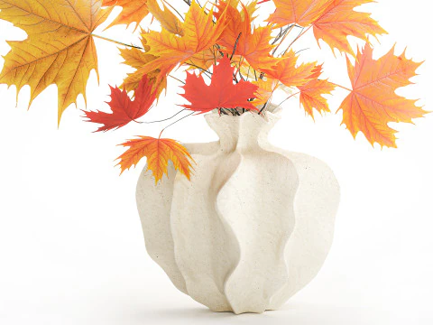 Realistico bouquet autunnale con ramoscelli in vaso di acero giallo, decoro 675 Modello 3D