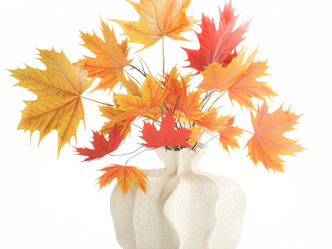 Realistico bouquet autunnale con ramoscelli in vaso di acero giallo, decoro 675 Modello 3D