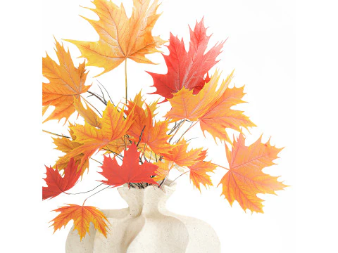 Realistico bouquet autunnale con ramoscelli in vaso di acero giallo, decoro 675 Modello 3D