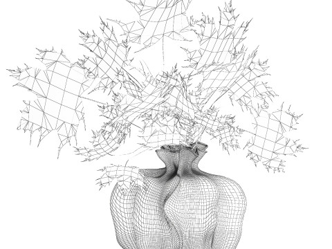 Реалистичный осенний букет из веточек желтого клена, декор вазы 675 3D Модель