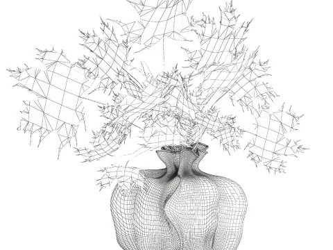 Realistico bouquet autunnale con ramoscelli in vaso di acero giallo, decoro 675 Modello 3D