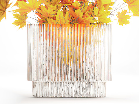 Autumn bouquet branches maple sycamore leaves decor vase 3D Model