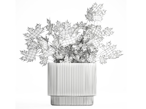 Autumn bouquet branches maple sycamore leaves decor vase 3D Model