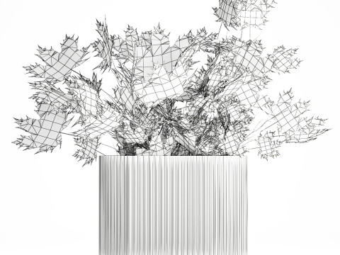 Autumn bouquet branches maple sycamore leaves decor vase 3D Model