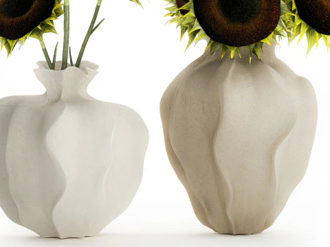 Buqu&ecirc; realista verde preto girassol flores vaso decora&ccedil;&atilde;o Modelo 3D