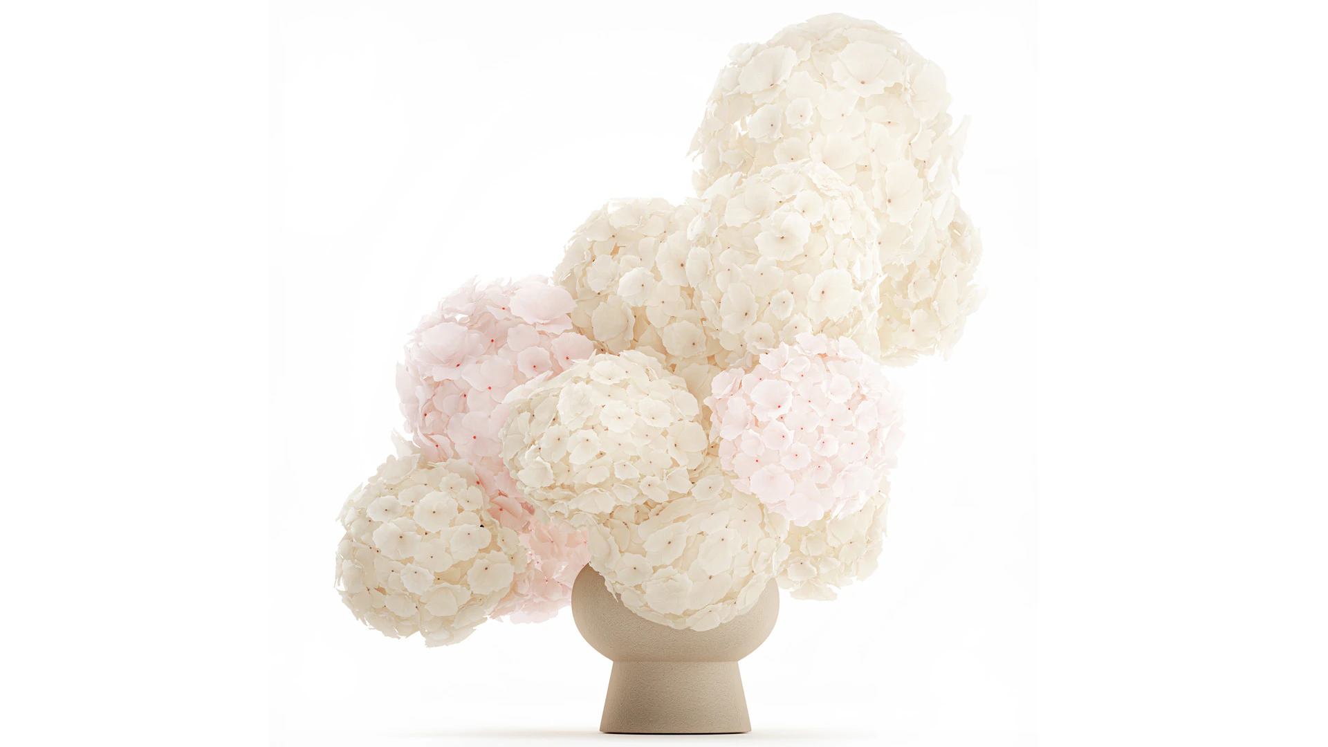 Bouquet pink flowers white hydrangea modern vase decor 3D Model .c4d .max .obj .3ds .fbx .stl .blend