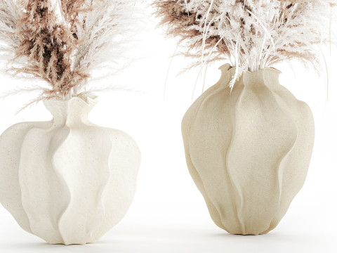 Bukiet suszonych kwiat&oacute;w cortaderia pampas trawa wazon wystr&oacute;j Model 3D