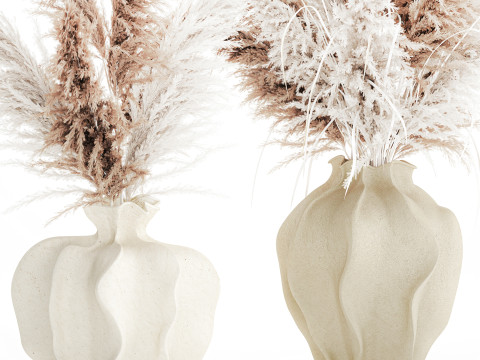 Bukiet suszonych kwiat&oacute;w cortaderia pampas trawa wazon wystr&oacute;j Model 3D